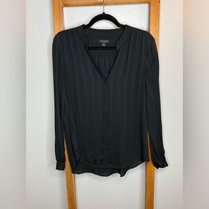 Ann Taylor Black Button-Down Shirt Small TALL